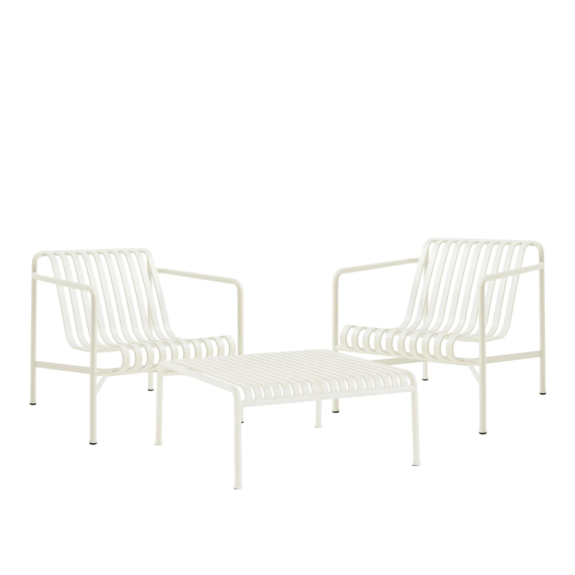 Palissade loungegroep med 2 loungestoelen & laag houtdgårdstafel - 1