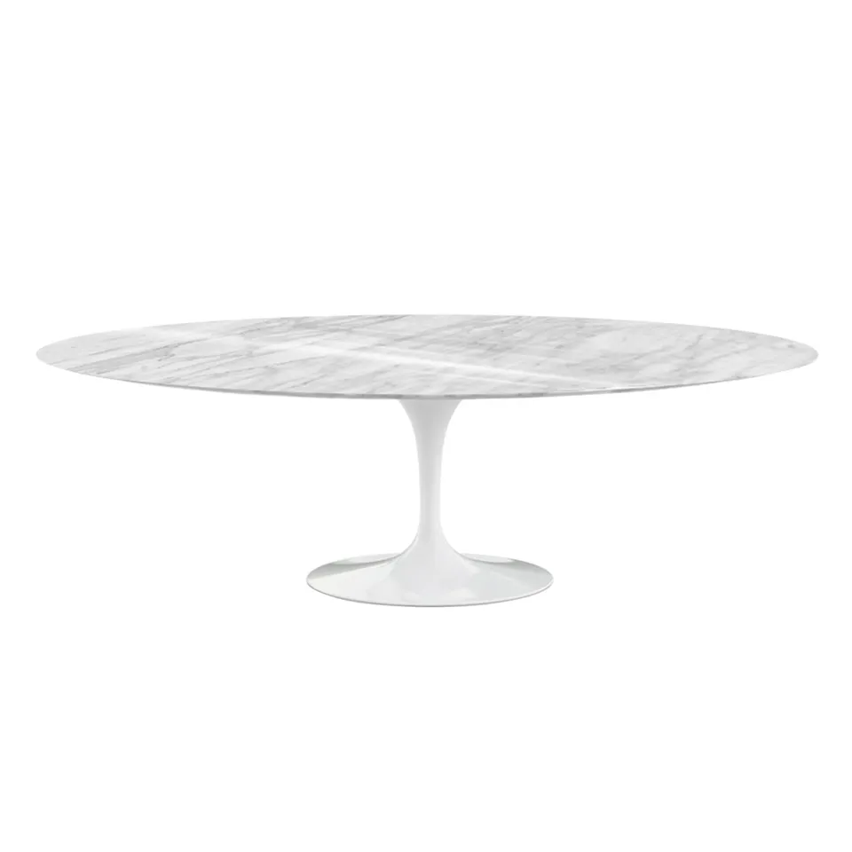 Saarinen Oval Table - Dining table, 244 x 137 cm, White base, matt Statuarietto marble top