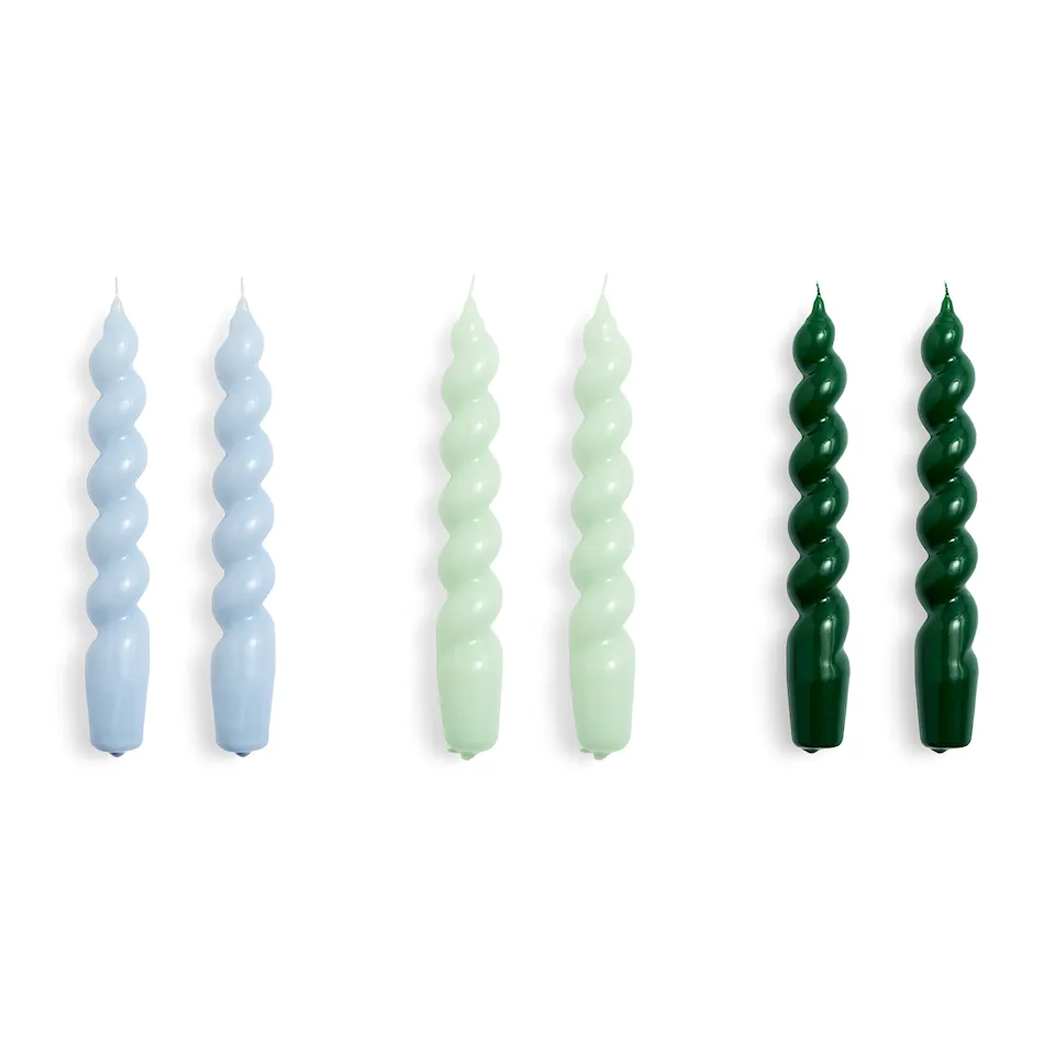 Candle Spiral Set of 6 - Light blue, mint and green