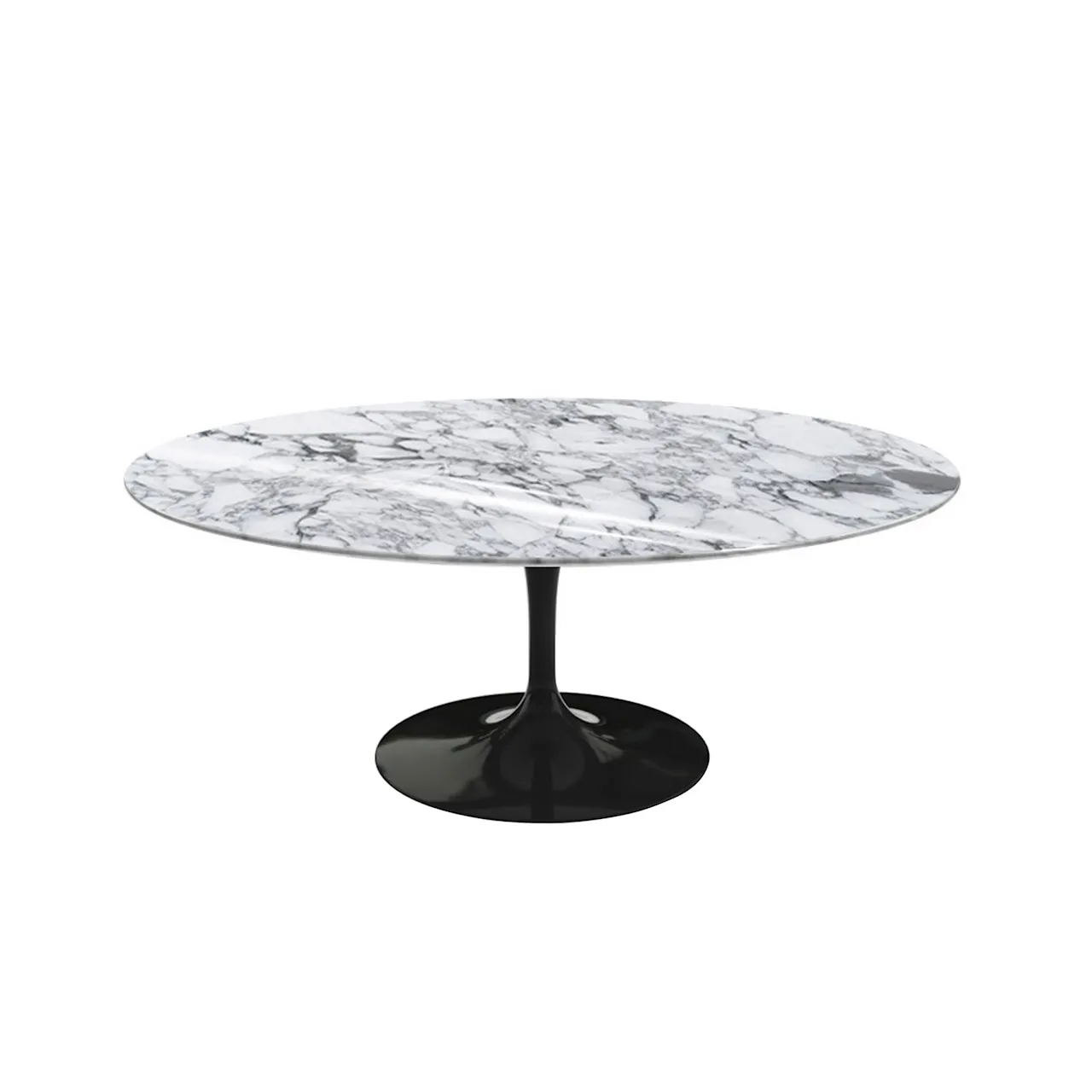 Saarinen Oval Table - Coffee table, Black frame, glossy brown Emperador marble top