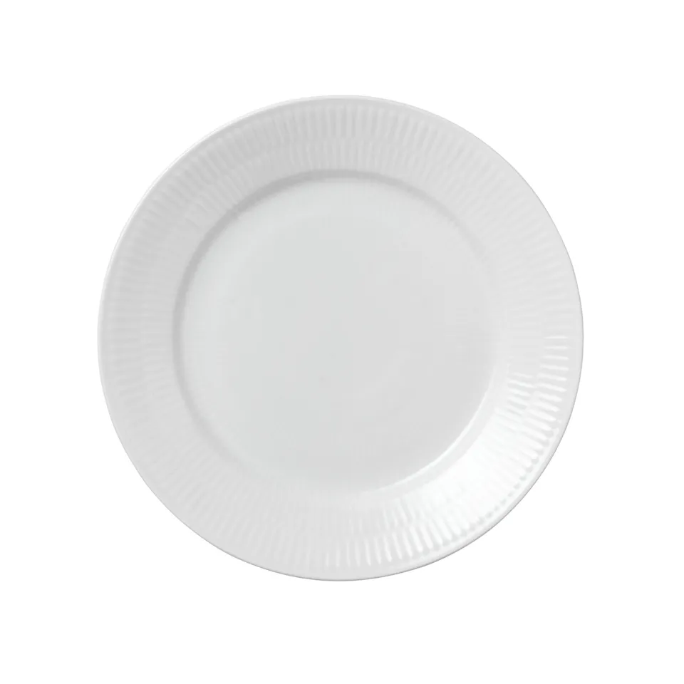 White Fluted Plate 22 cm