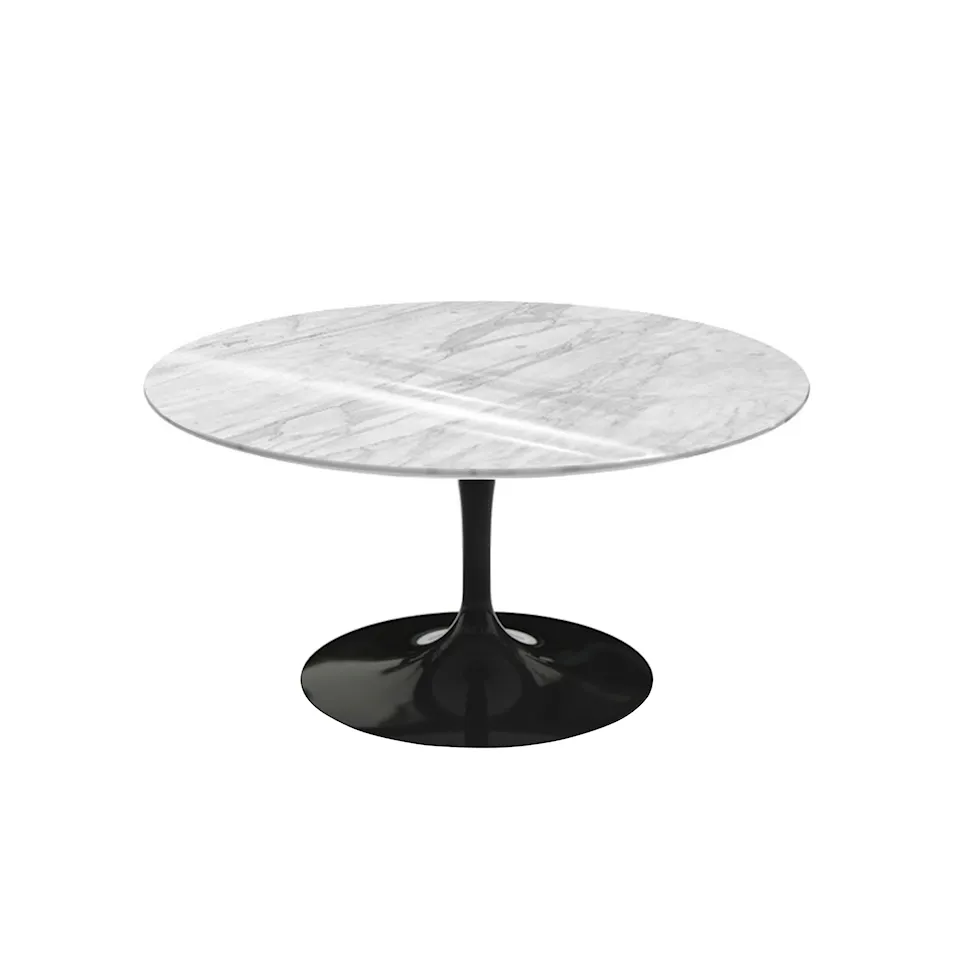 Saarinen Round Table - Coffee table, Black frame, glossy Statuarietto marble top, H: 38, Ø 91