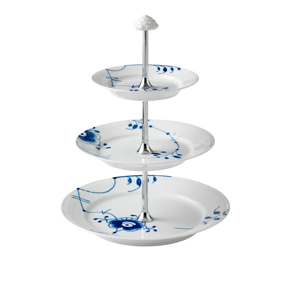 Blue Fluted Mega 3-Tier Platter 35 cm