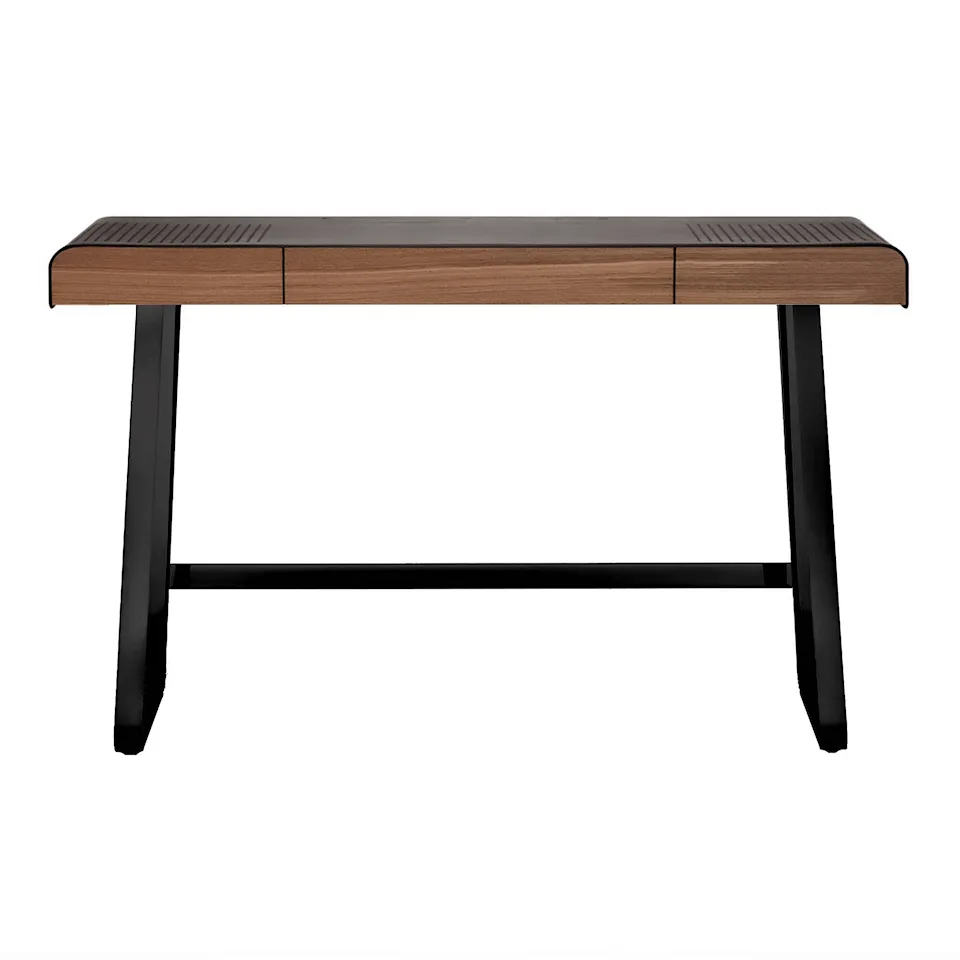 Pegasus Home Desk, Black base (Ral 9005), Solid Walnut top