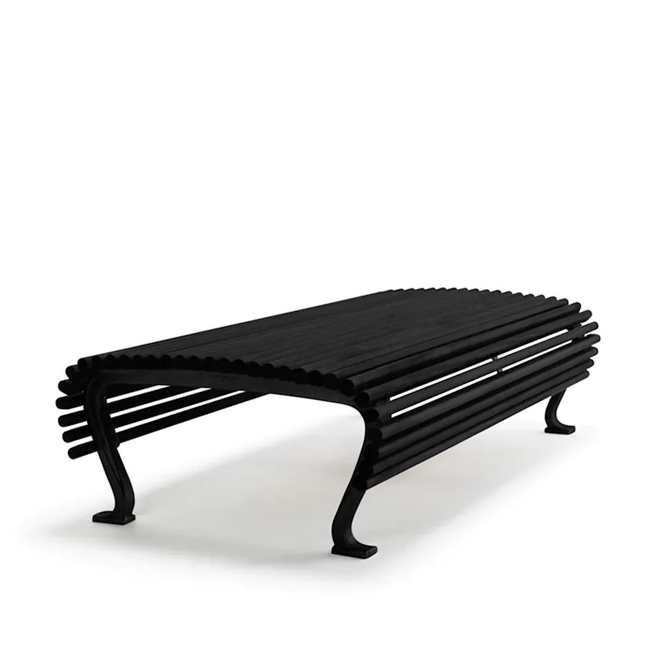 Bench Jujol - Wide, Black Lacquered Mahogany/Black Lacquered Aluminium