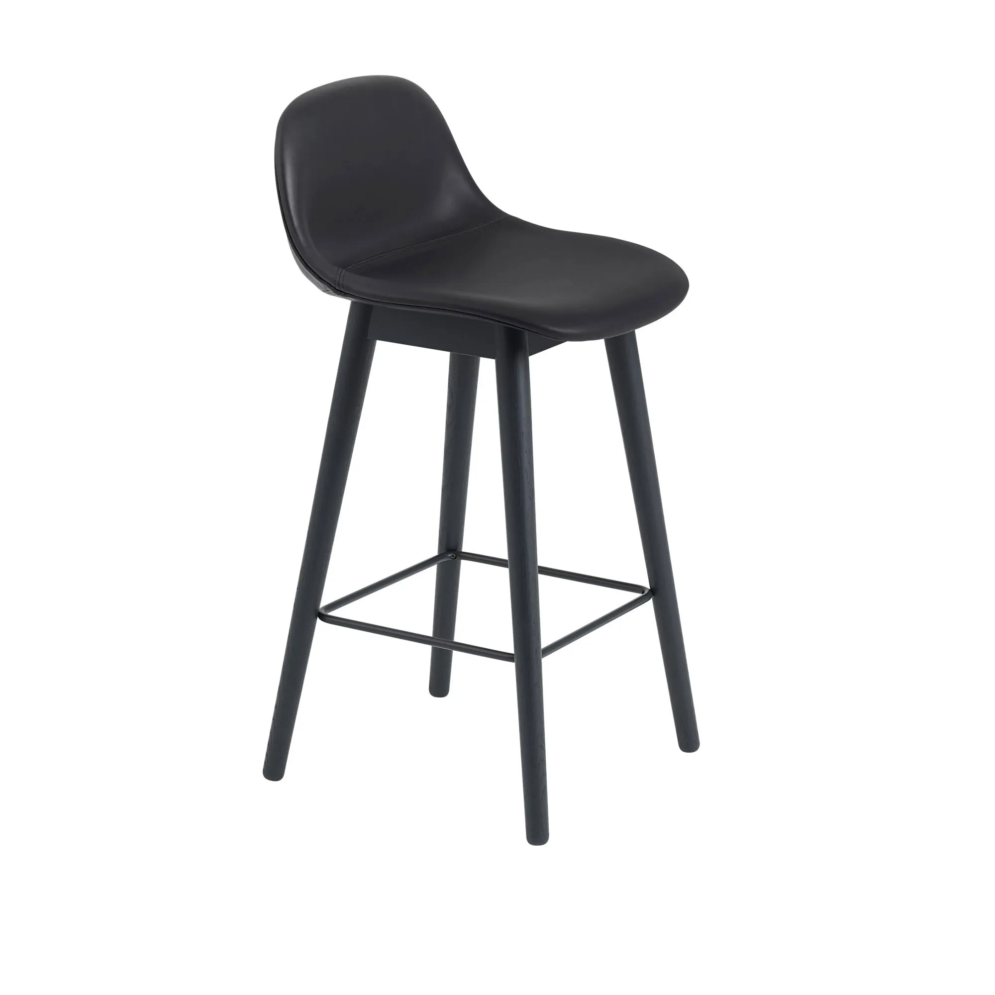 Fiber Bar Stool with Backrest - Wood Base - 1