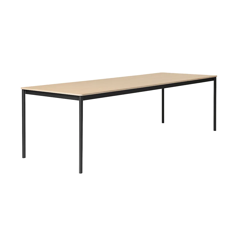 Base Table, 190x80, Top: Oak veneer, Plywood edges, Frame: Black