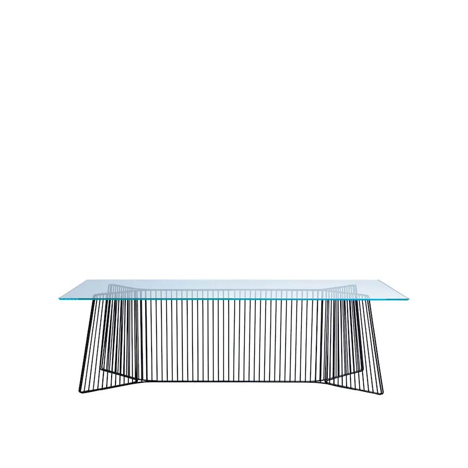 Anapo Table 250x105 - Glass Top, Black Painted Steel