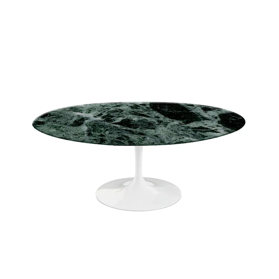 Saarinen Oval Table - Coffee table, White frame, glossy green Alpi marble top