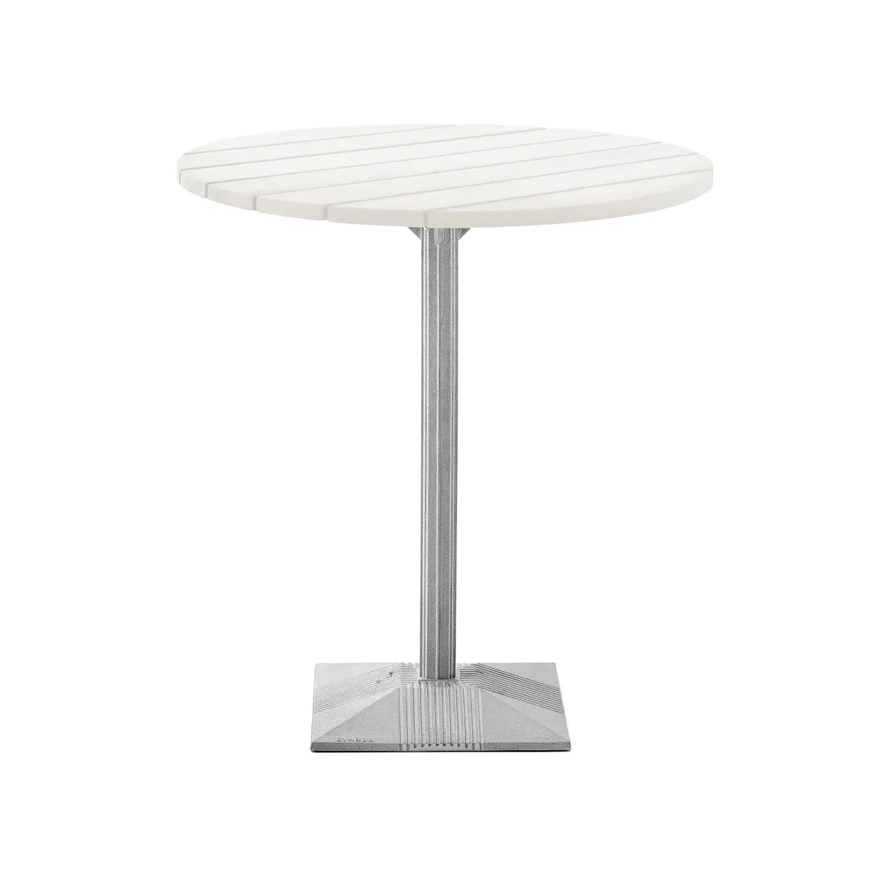 Table Lund - Small Foot Ø 60 White Lacquered Pine Wood/Black Lacquered Aluminium