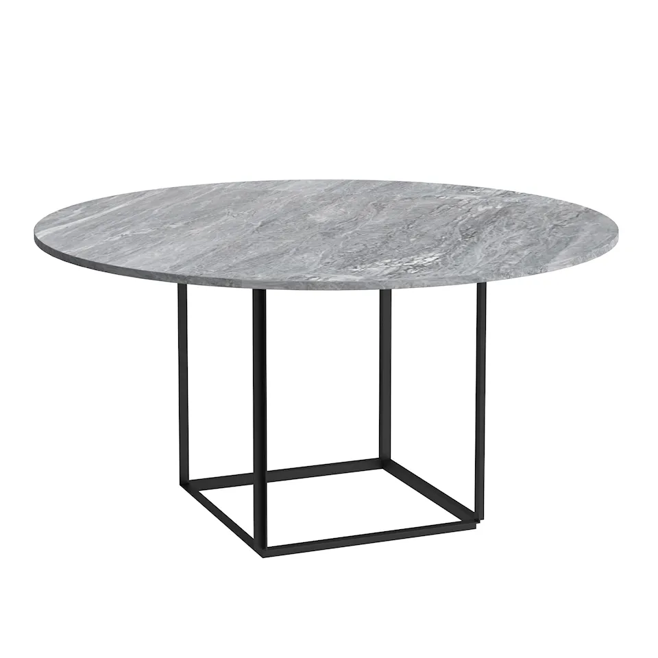 Florence Dining Table - Ø145, Top: Marble - Grey Ruivina, Base: Black