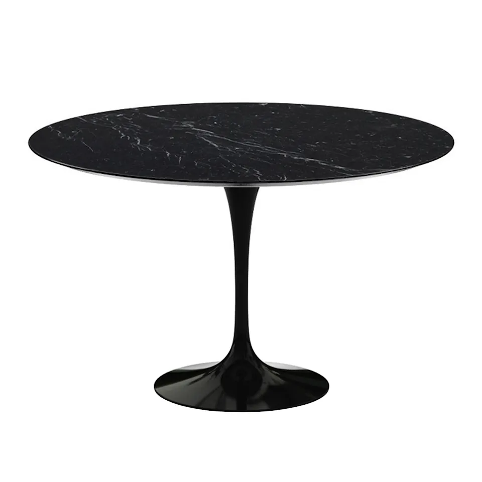 Saarinen Round Table - Dining table, Ø 120 cm, Black frame, top in matt black Marquina marble