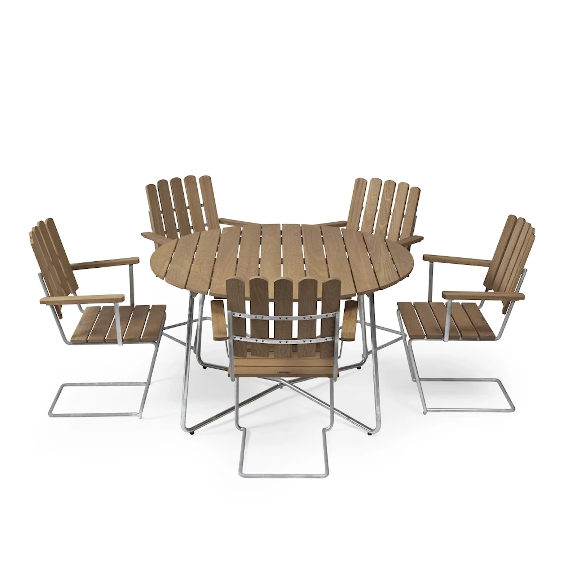 The classic series - 9A Table & 5 pcs A2 Armchairs - Grythyttan Stålmöbler - NO GA