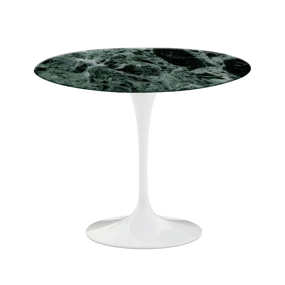 Saarinen Round Table - Dining table, Ø 91 cm, White frame, glossy green Alpi marble top