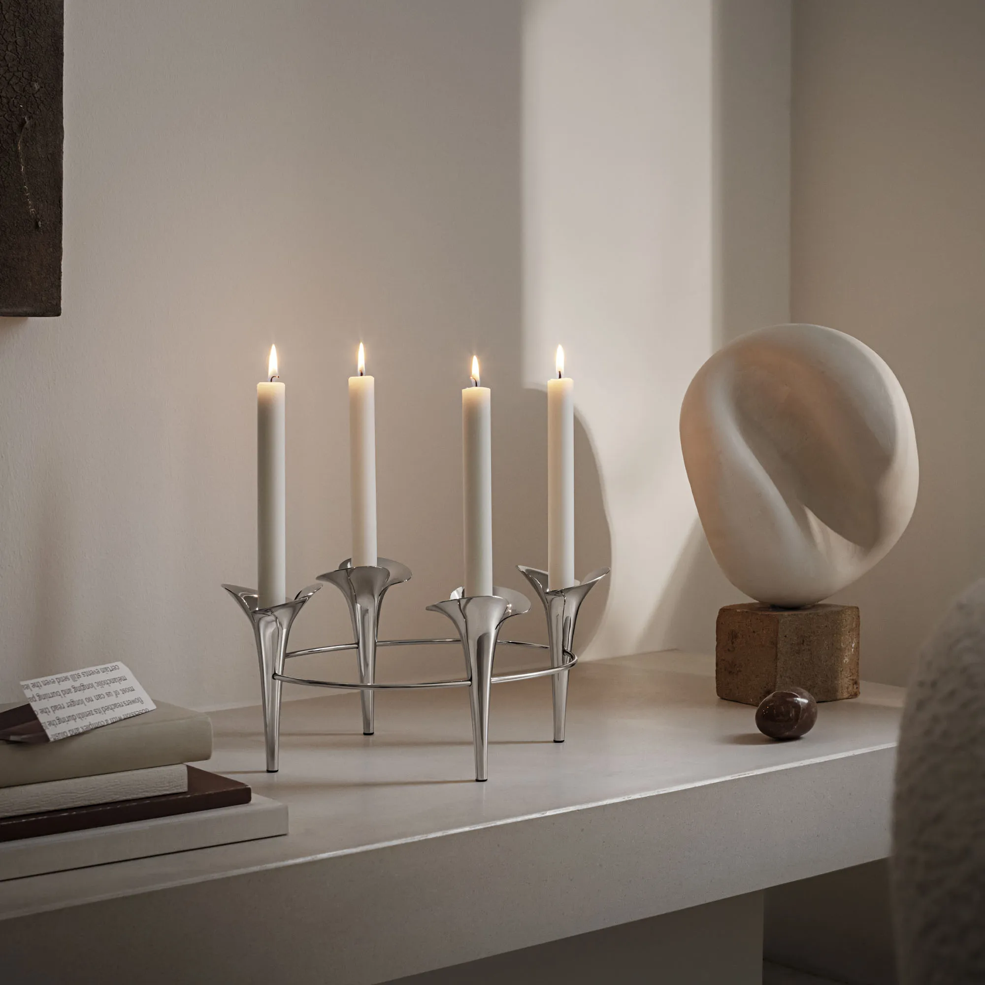 Bloom Botanica Taper Candleholder, 4 Candles, Silver - 2