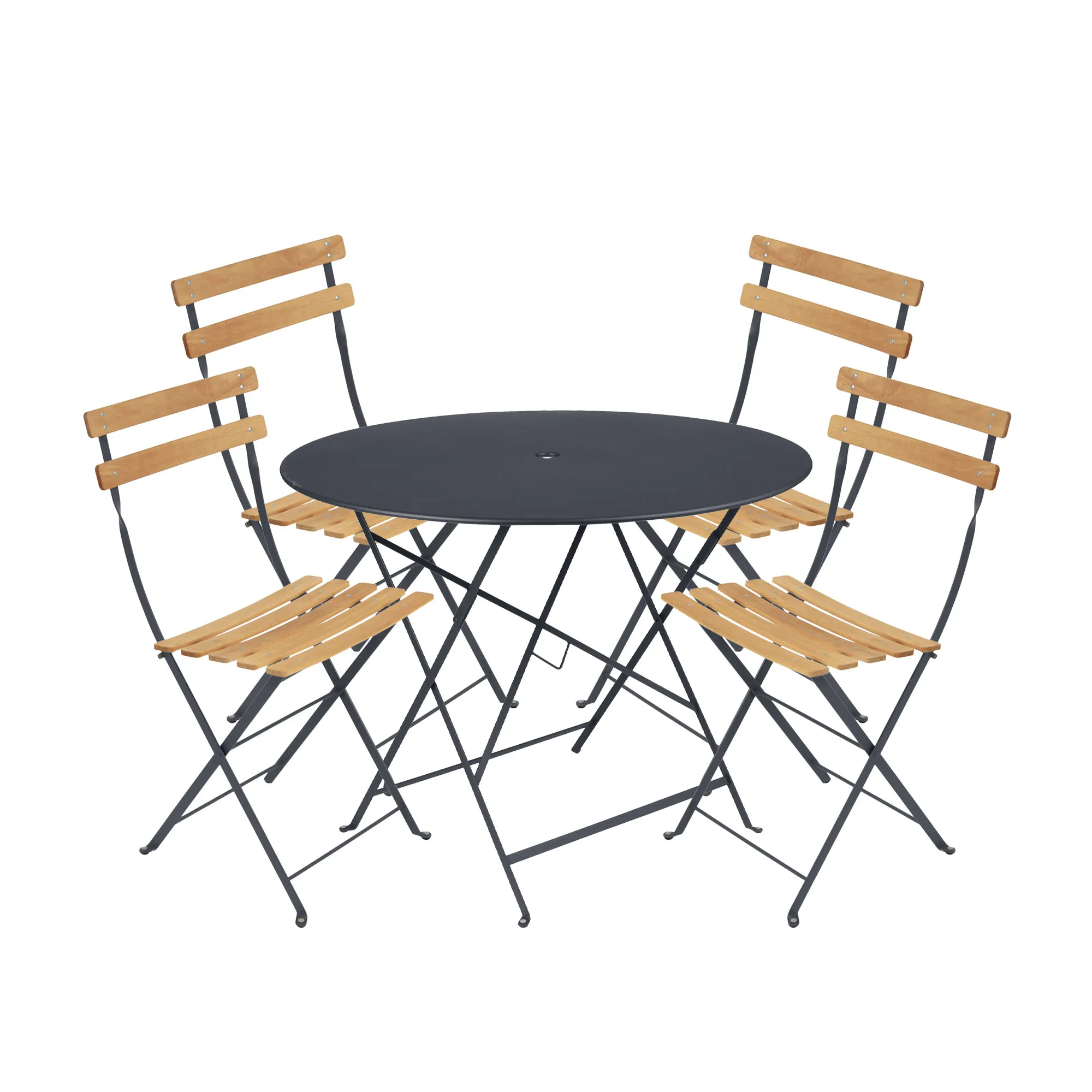 Bistro dining set Ø96cm & 4 wood chairs - 1
