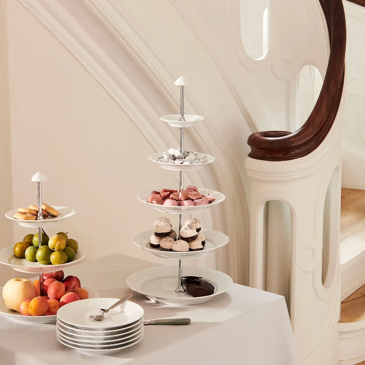 White Fluted 5-Tier Dish