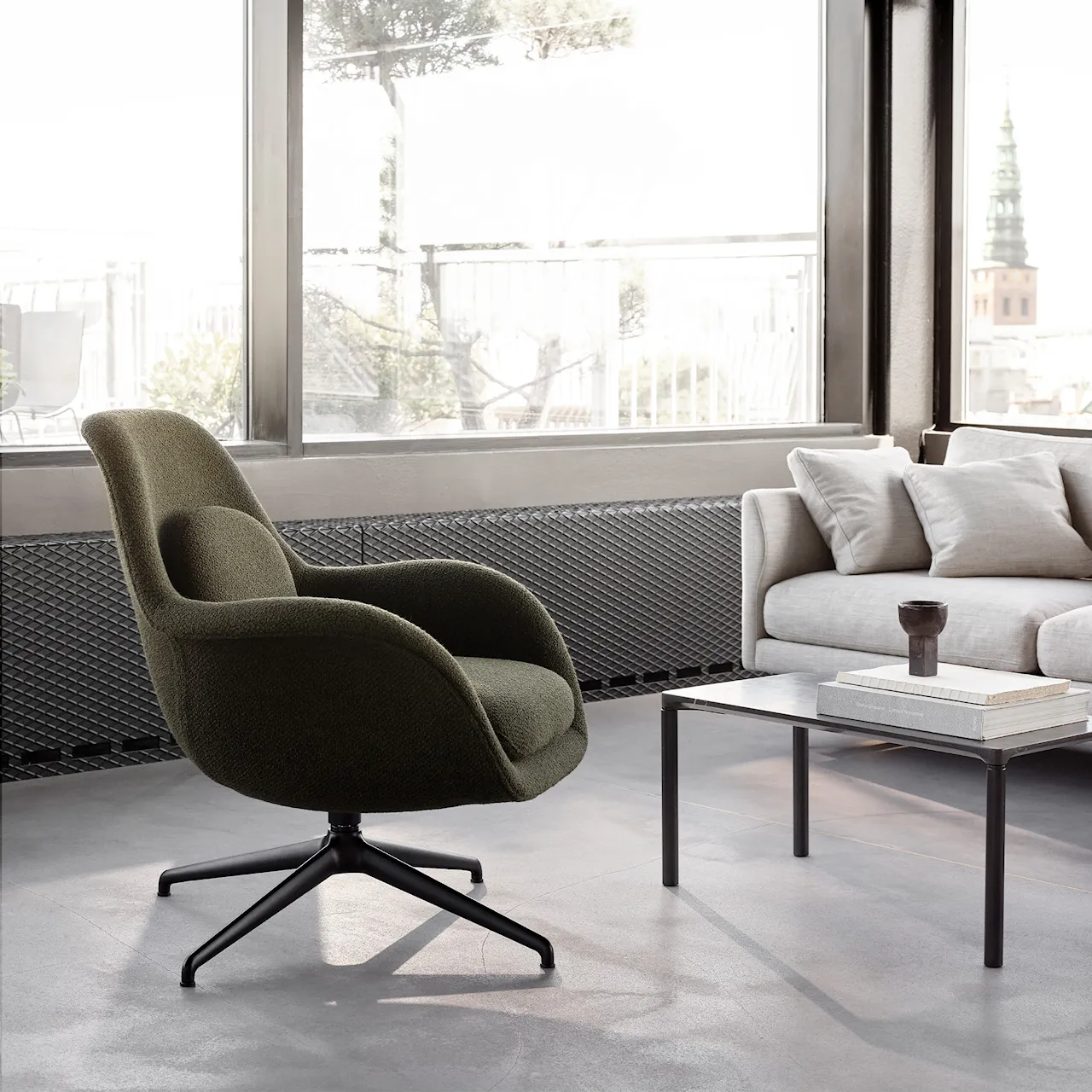 Swoon Petit Swivel Lounge Chair Chrome
