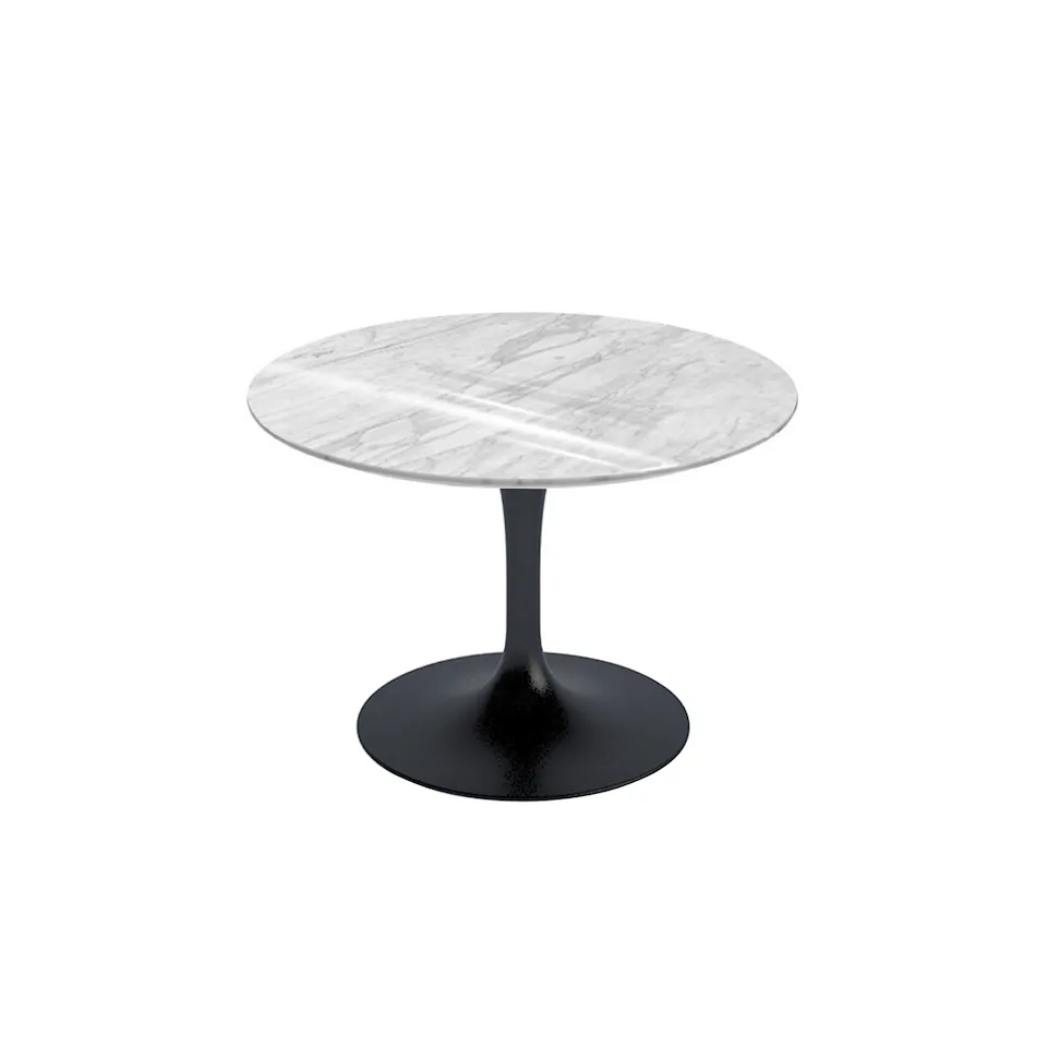 Saarinen Round Table - Coffee table, Black frame, glossy Statuarietto marble top, H: 36, Ø 51