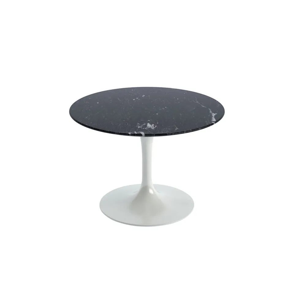 Saarinen Round Table - Coffee table, White frame, glossy black Marquina marble top, H: 36, Ø 51