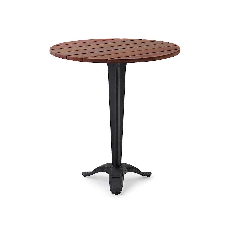 Table Calais - Small Foot Ø 70 Brown Lacquered Pine Wood/Black Lacquered Aluminium