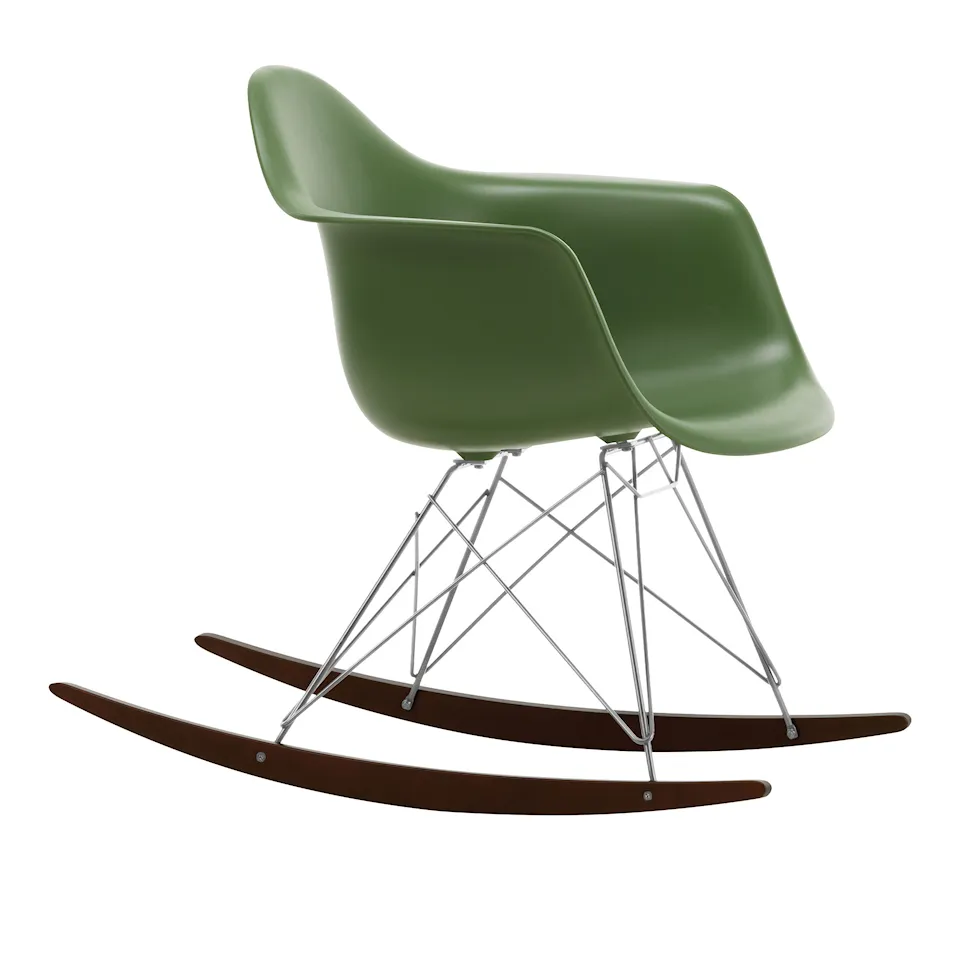 Eames RE Plastic Armchair RAR schommelstoel Chrome/Dark Maple