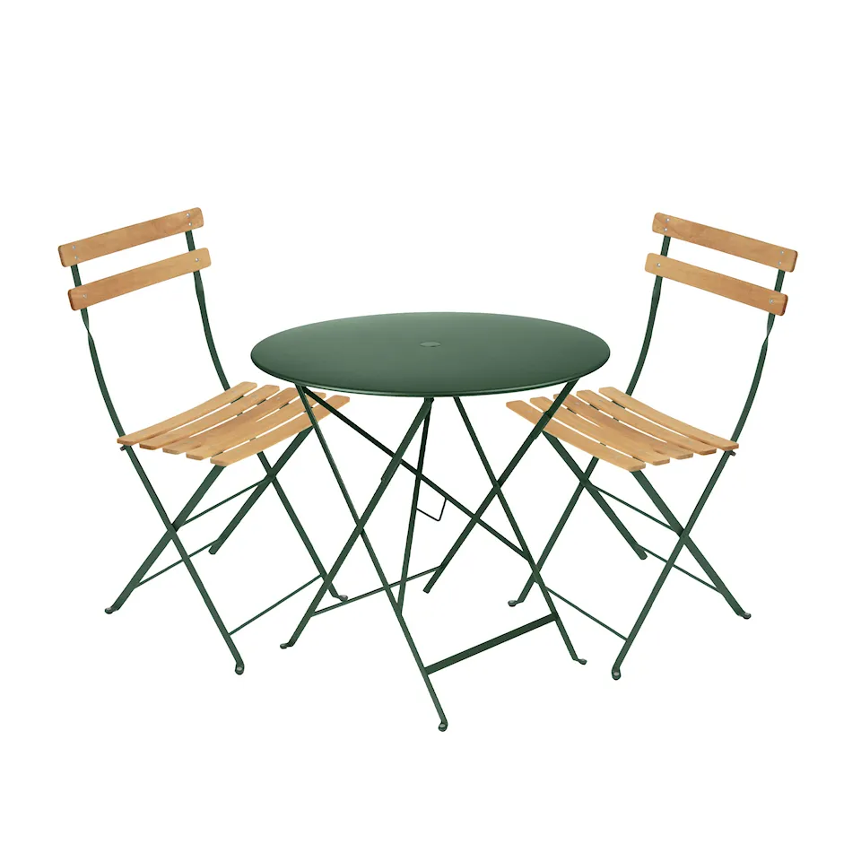 Bistro spisesæt bord 77cm & 2 træ stole