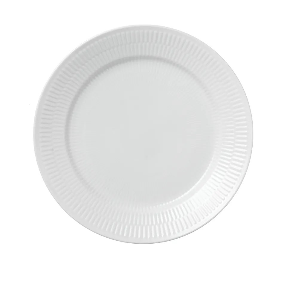 White Fluted Plate 25 cm