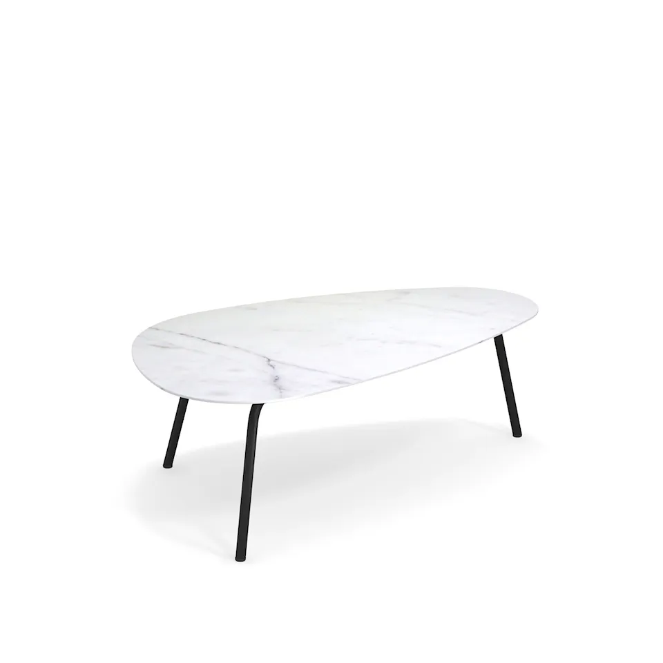 Terramare Large Coffee Table, Frame: Black, Top: Porcelain Stoneware, Statuario White