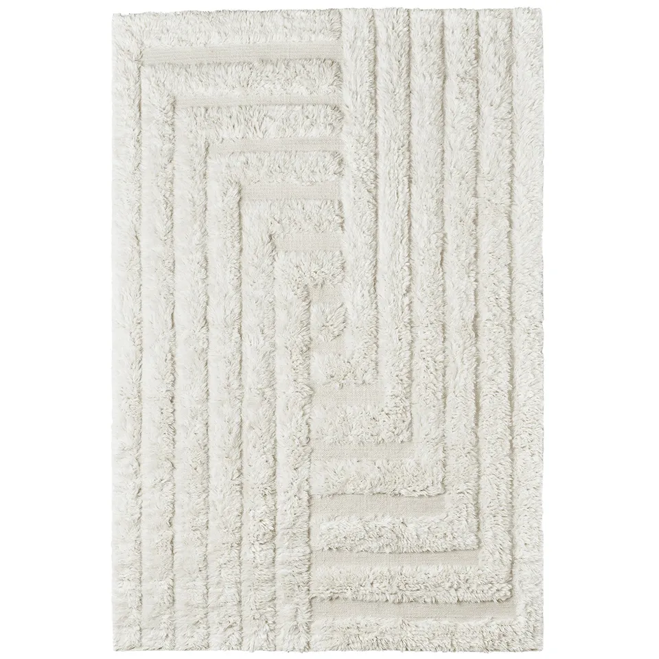 Sample Shaggy Labyrinth Rug White