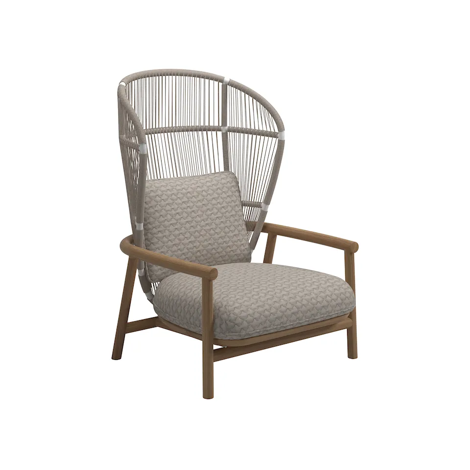 Fern High Back Lounge Chair, White/Dune, Cat.D Wave Buff