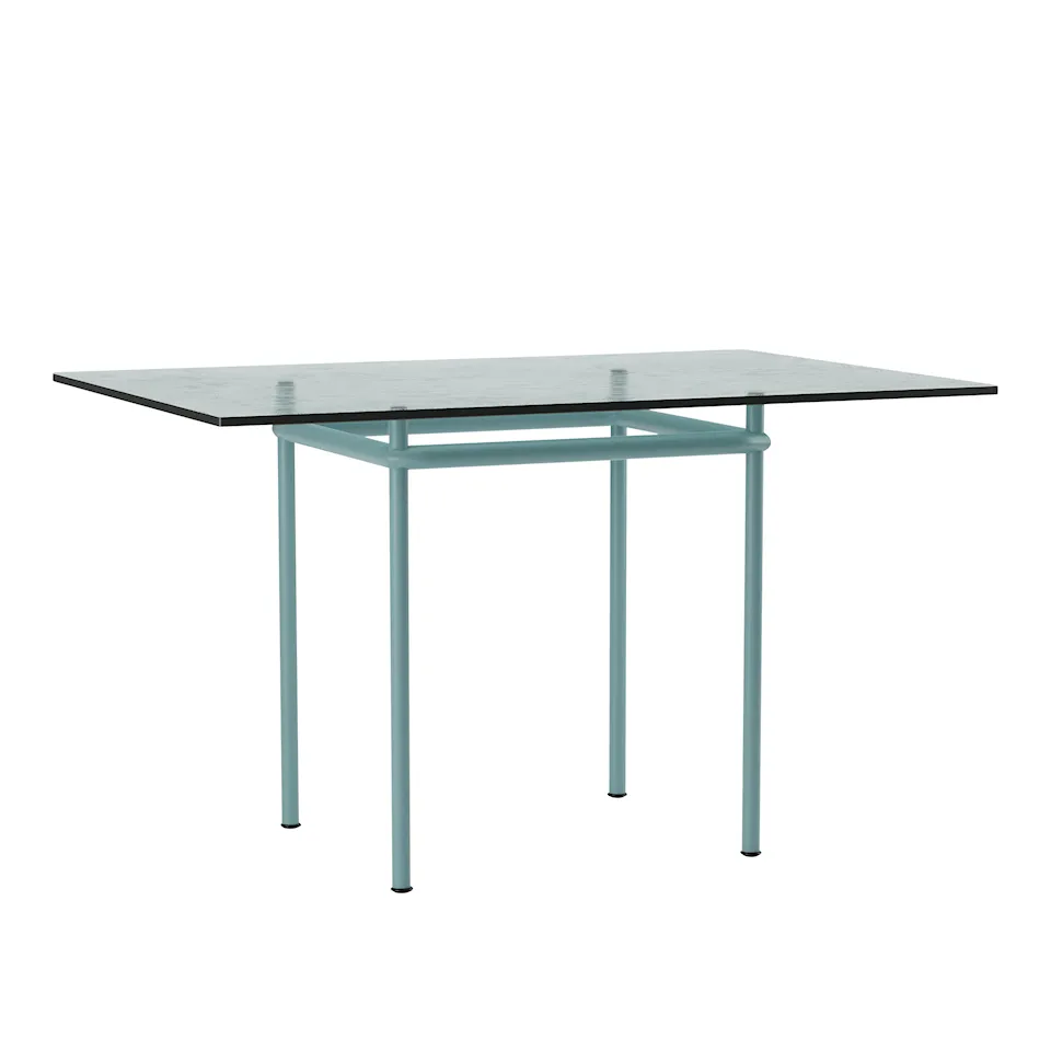 LC12 La Roche Table Light Blue Enamel Steel Base 120 X 80 cm