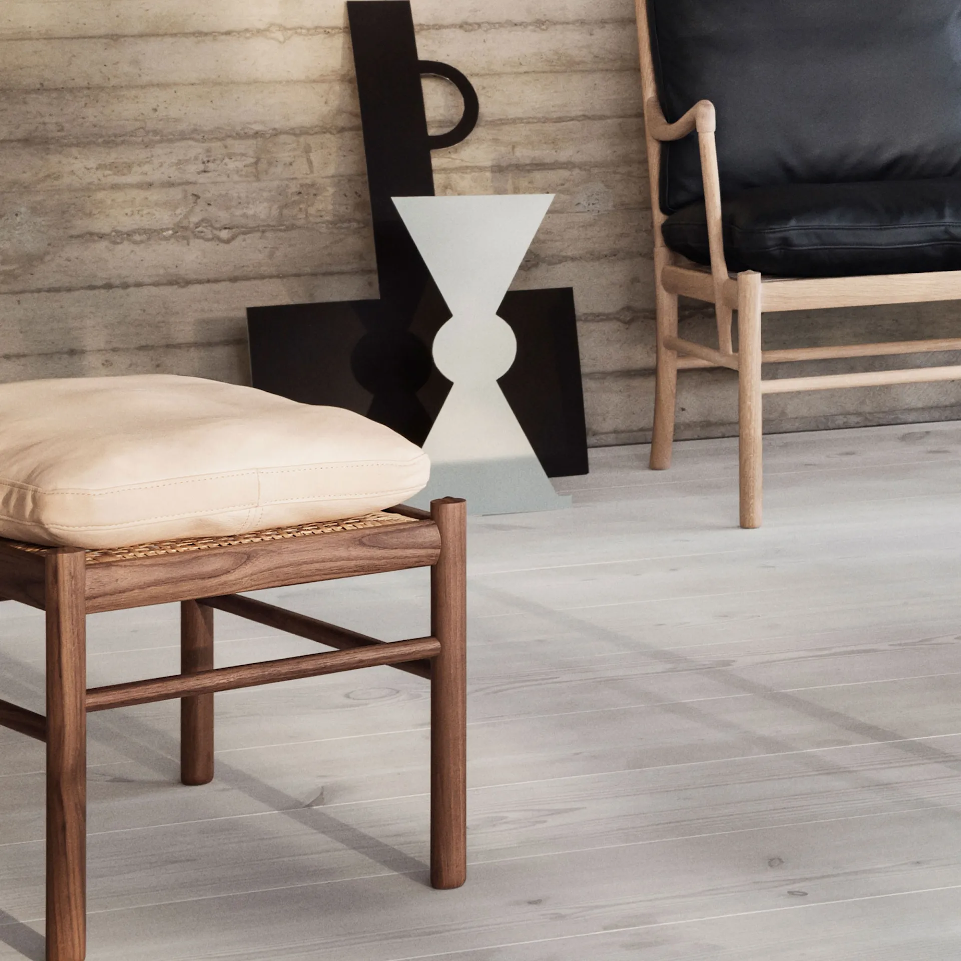 OW149F Colonial Footstool - Valnød - Carl Hansen - NO GA