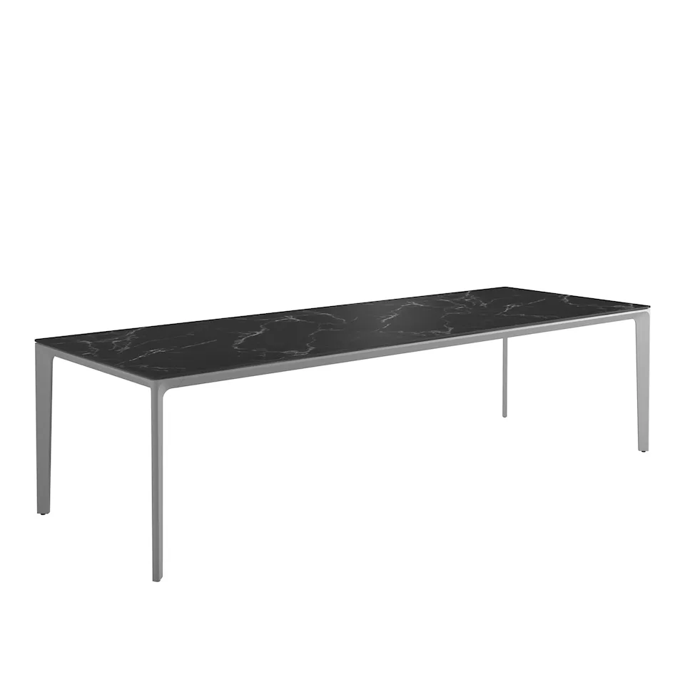 Carver 100 x 280 cm Square Dining Table, Nero Ceramic, White Frame