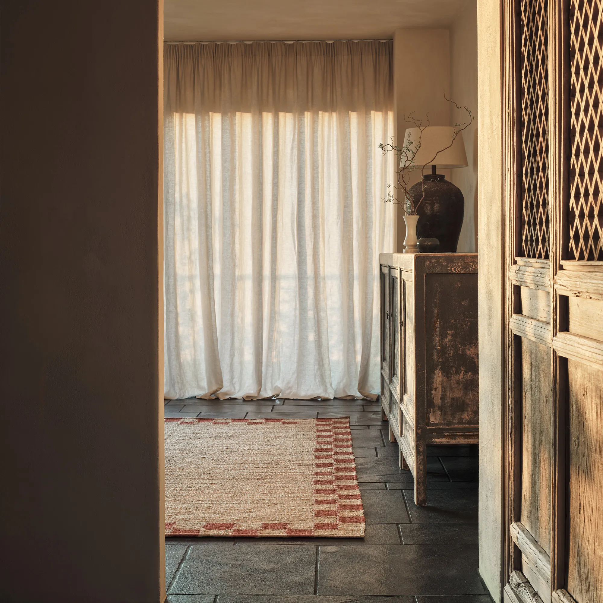 Jute Border Red Rug - 8