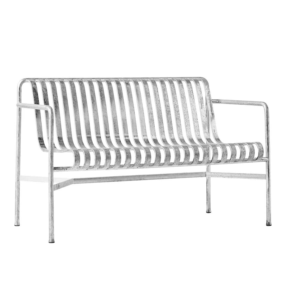 Palissade garden bench with armrests - Hot Galvanised