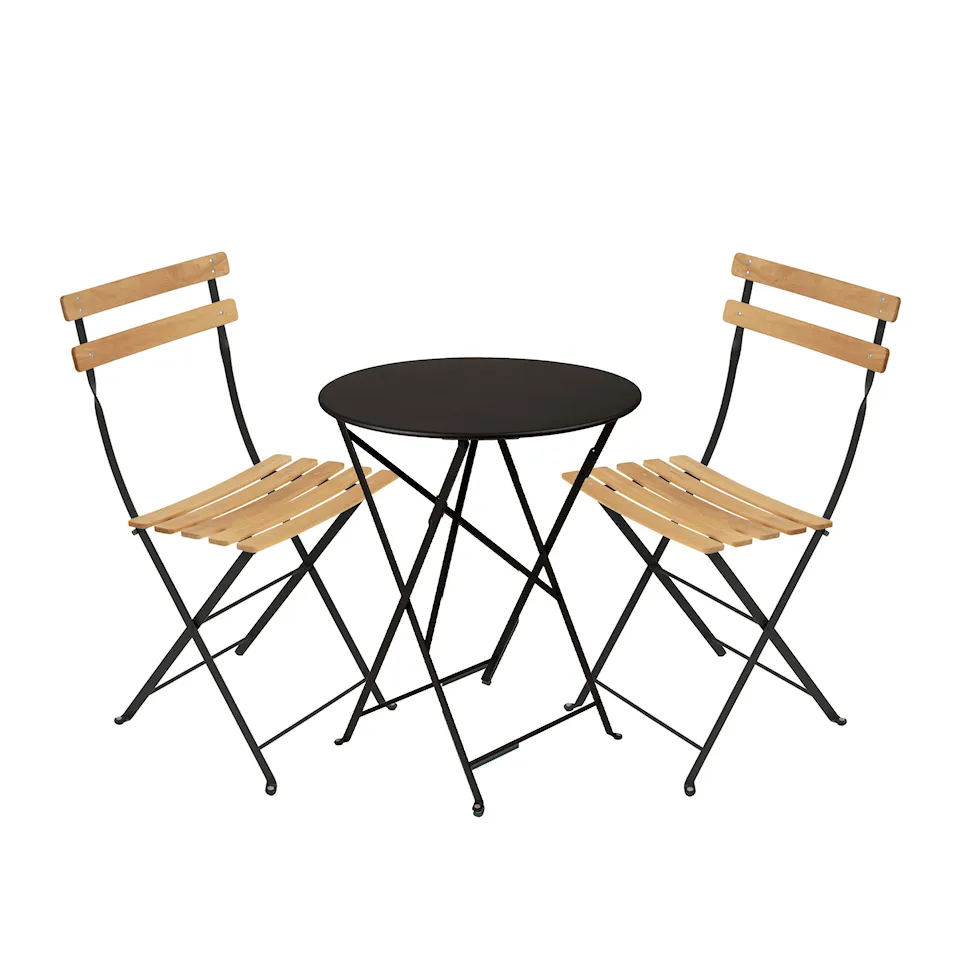 Bistro ruokaryhmä Ø60cm & 2 puu tuolit