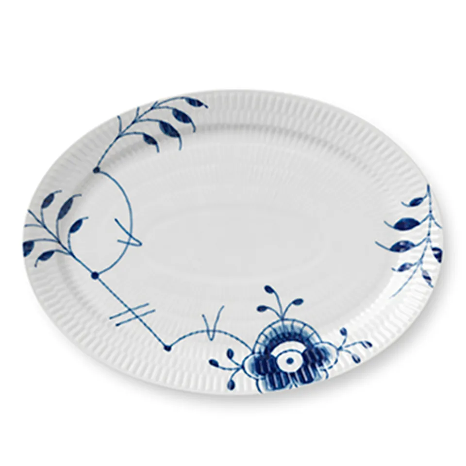 Blue Fluted Mega Oval Plate 28 cm Decoration No. 7