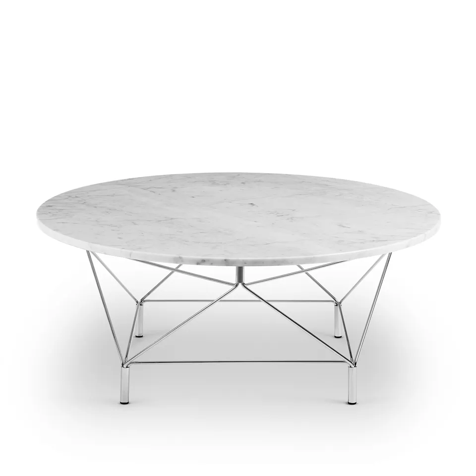 Spider Round Ø105, Marble White, Chrome-plated base, 38 cm