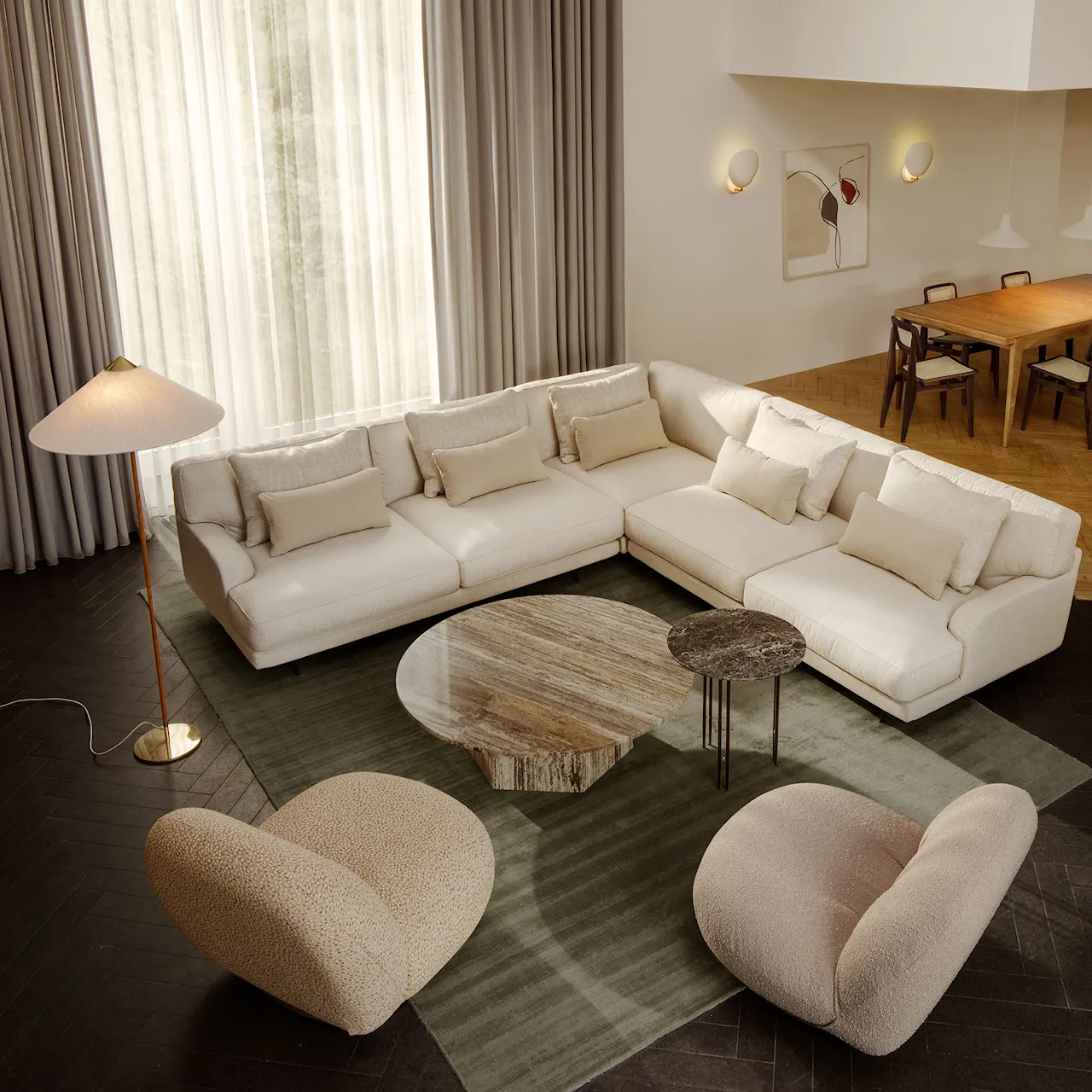 Flaneur 3-personers sofa Antique Brass