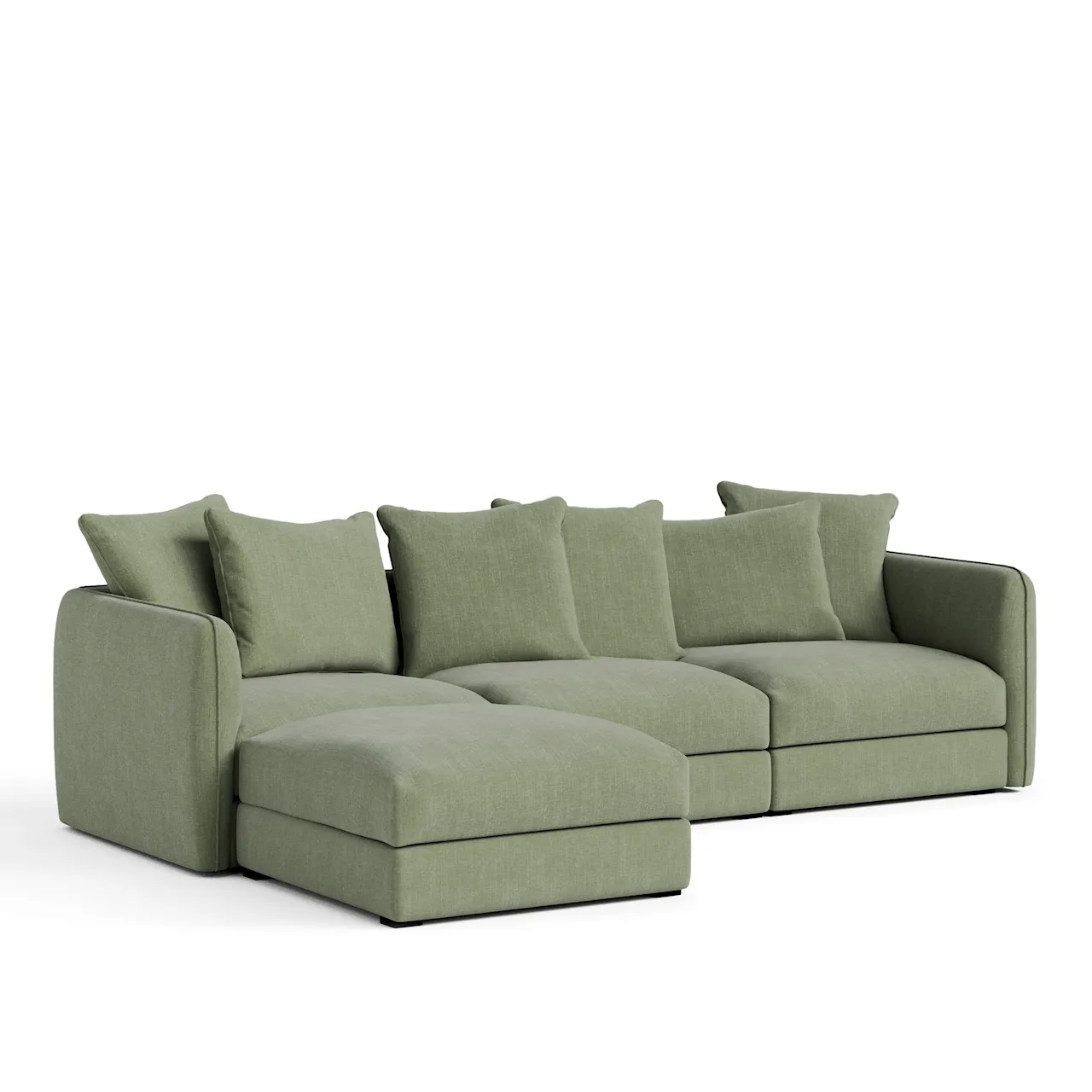 Pavarotti 3-Seater with Ottoman - Shadow Green