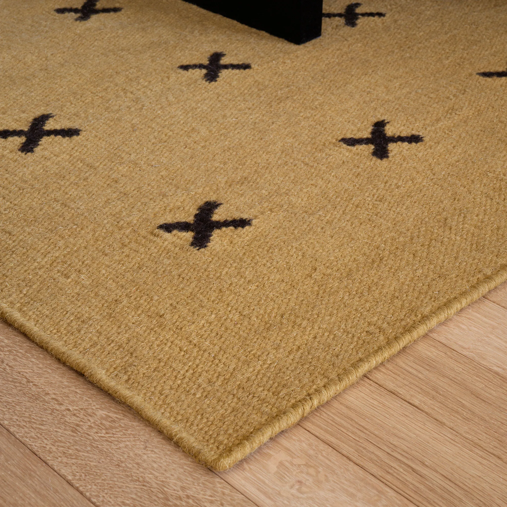Cross Mustard/Dark Brown wool rug - 5
