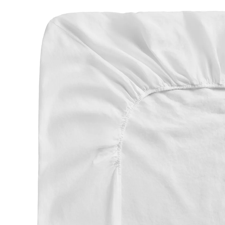 Linen Blend Fitted Sheet Crisp White