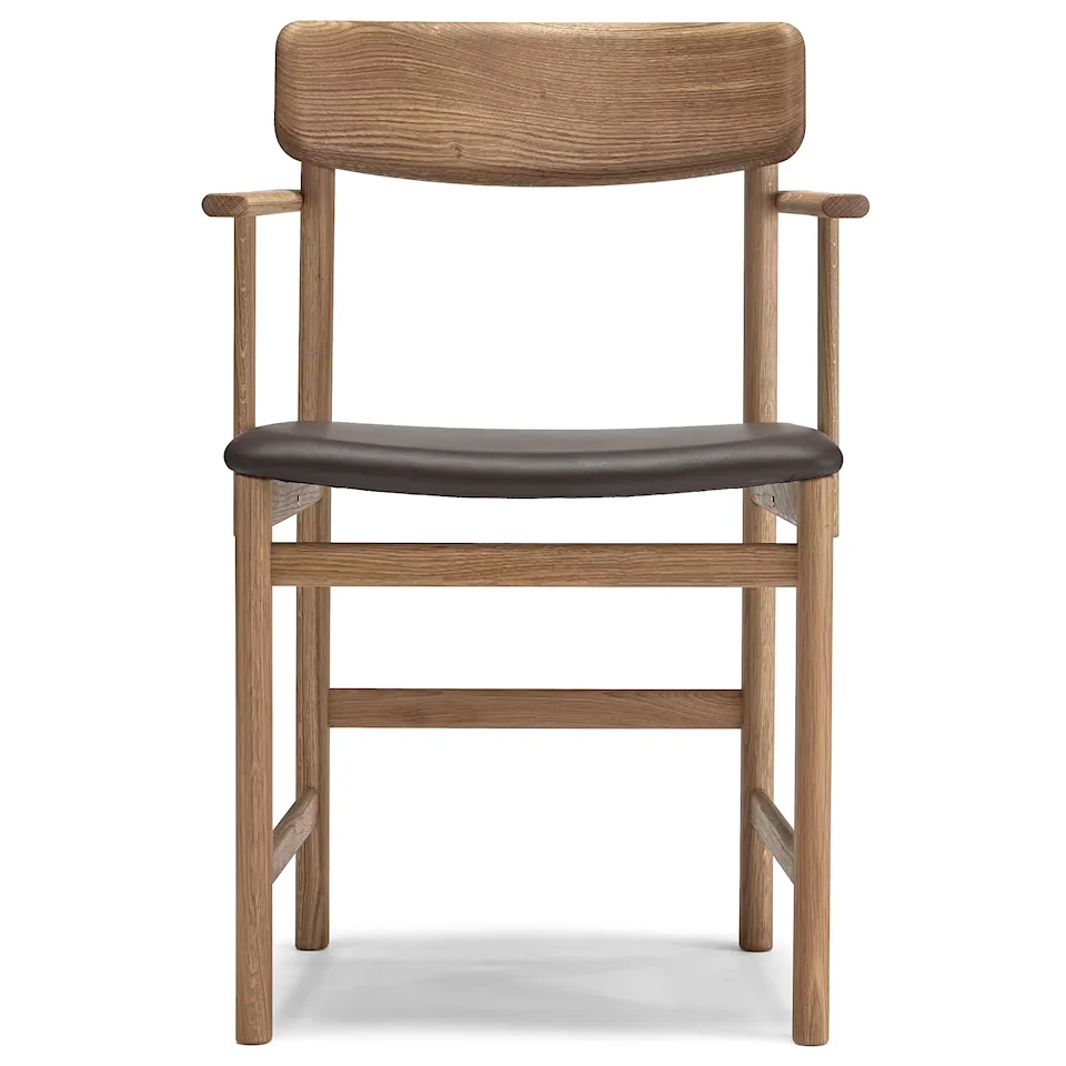 Pal fauteuil met gestoffeerde zitting eikenhout