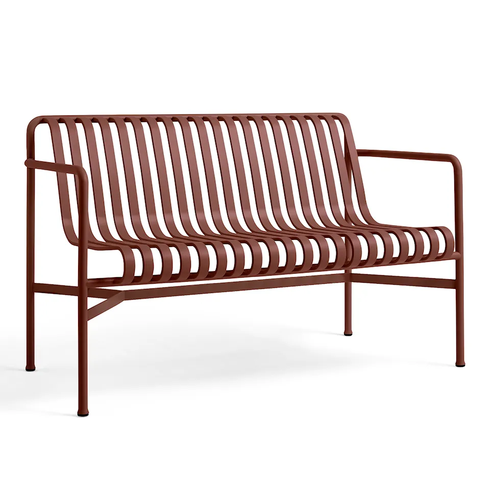 Ppalissed garden bench with armrests - Iron Red