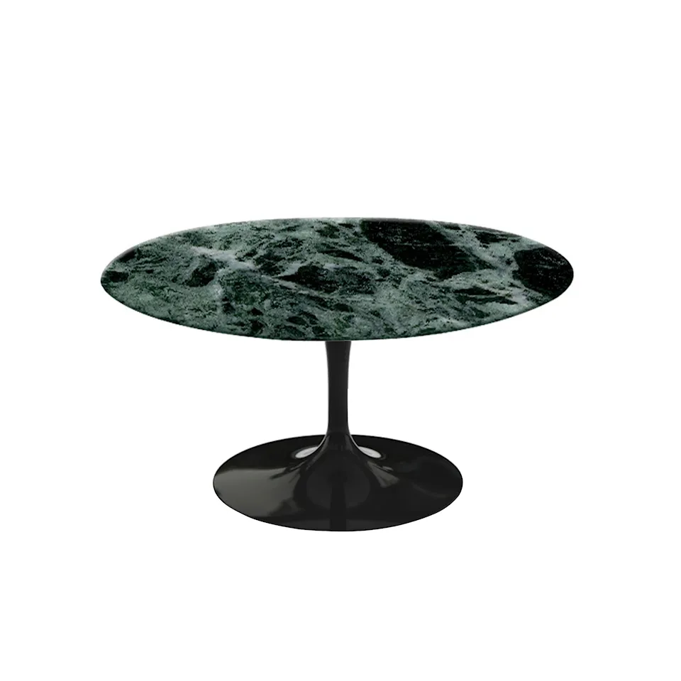 Saarinen Round Table - Coffee table, Black frame, matt green Alpi marble top, H: 38, Ø 91