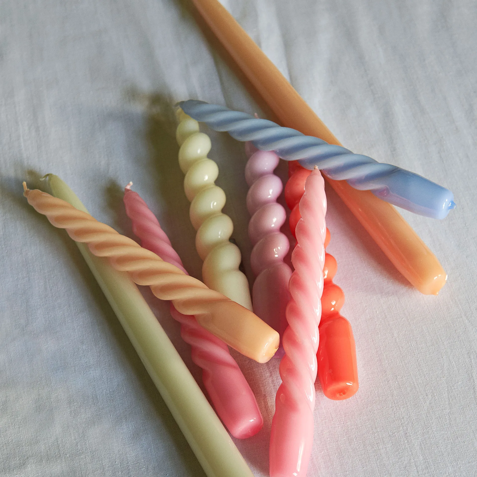 Candle Spiral Set of 6 - Blue/Dark Pink/Dark Peach - HAY - NO GA