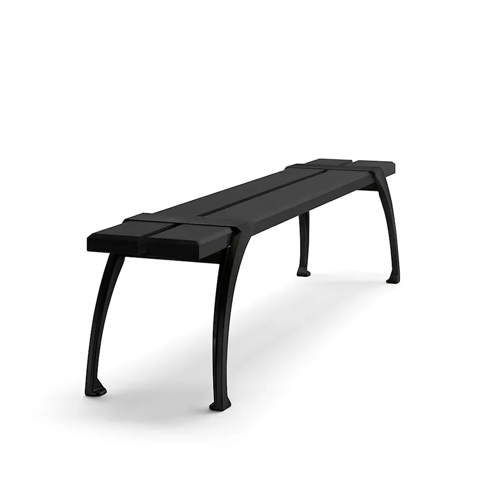 Bench Haga - Grey Lacquered Pine Wood/Black Lacquered Aluminium