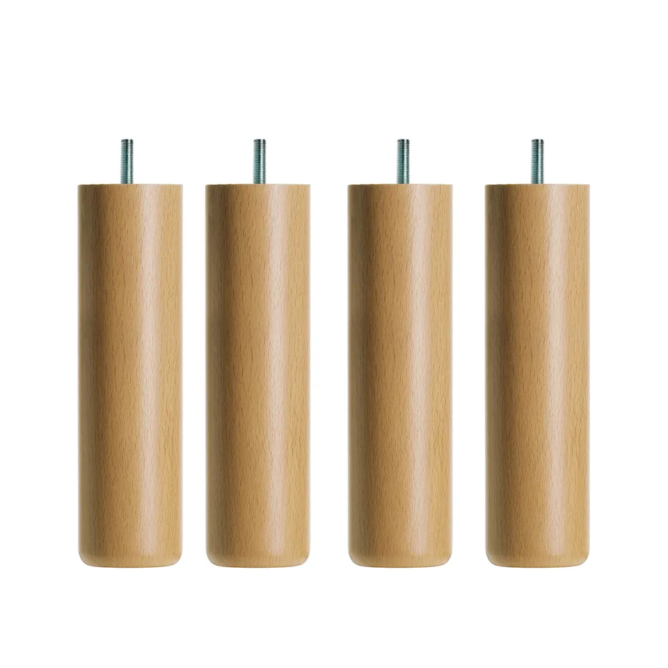 DUX Bed legs Round beech natural 4-pack