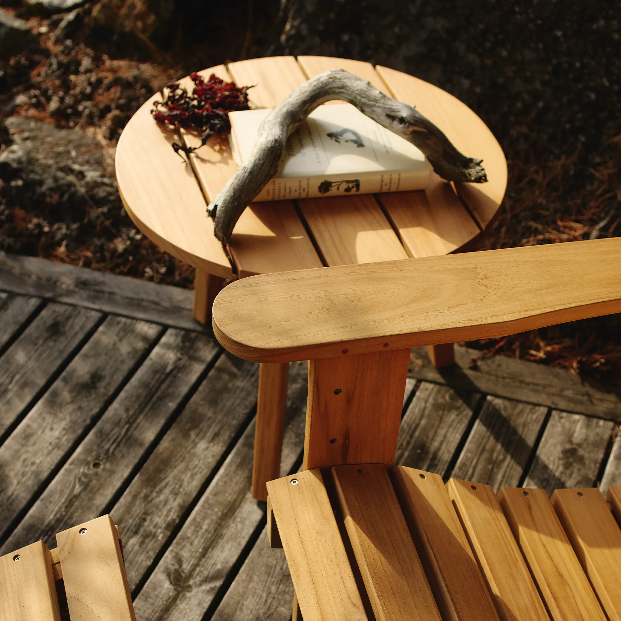 Midsummer Round Outdoor Side Table & 2 Outdoor Lounge Chairs with Footstools - 3
